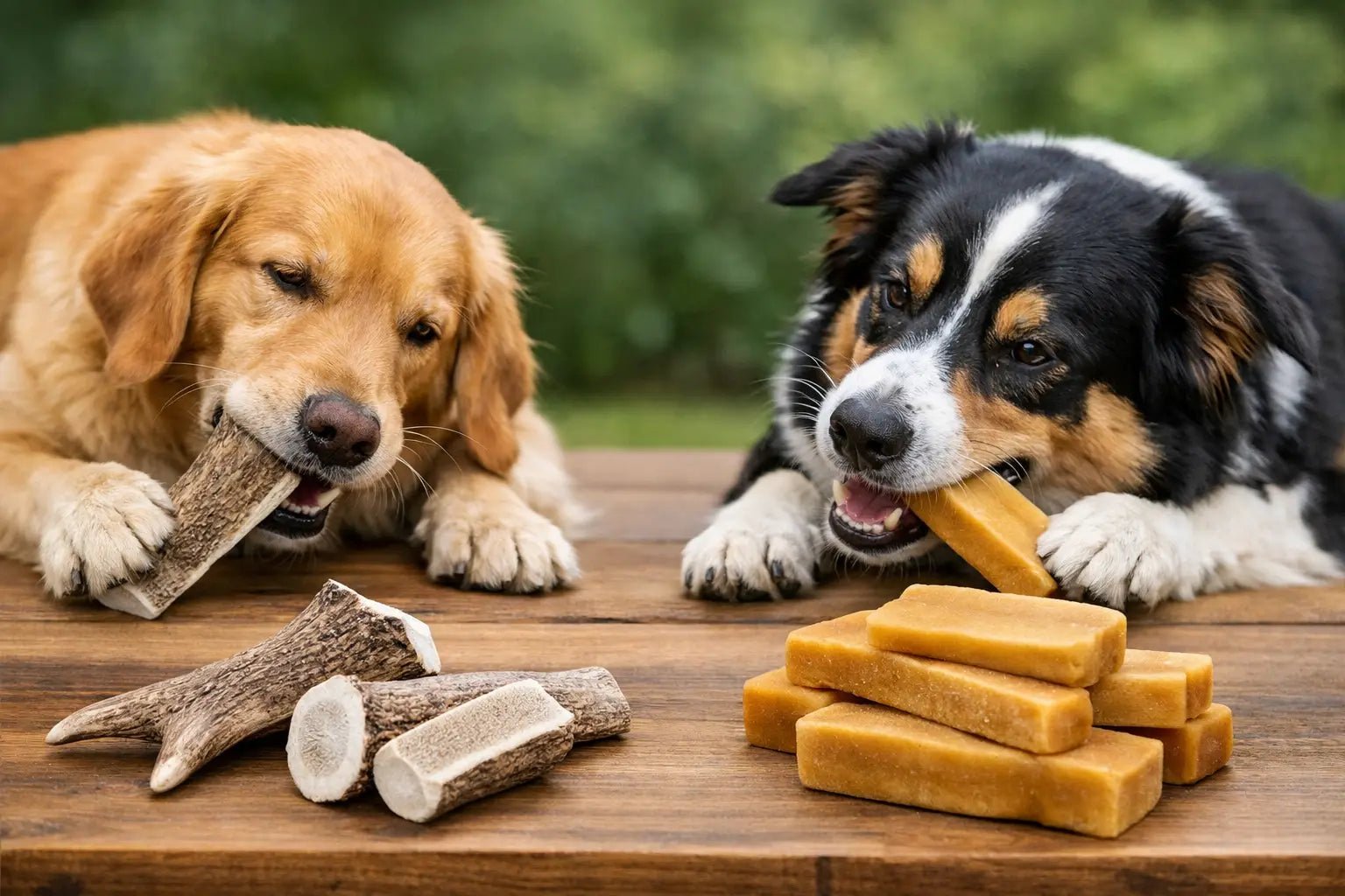 Elk Antlers vs Yak Chews for Dogs - Chomper chewz